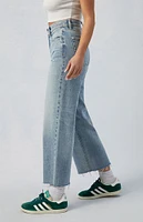 PacSun Eco Medium Indigo Ripped Nora Cropped Wide Leg Jeans