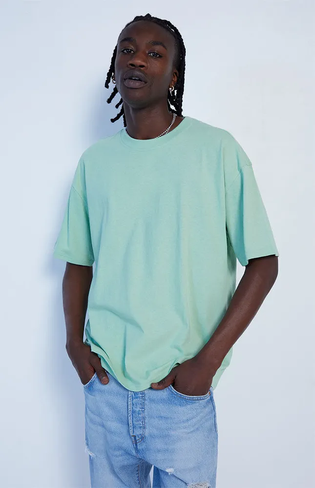 Green Solid Loch Oversized Boxy T-Shirt