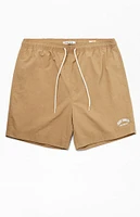 PacSun Tan Nylon Collegiate 6.5" Swim Trunks