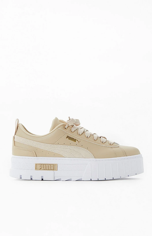 Puma Women's Beige Mayze Leather Sneakers