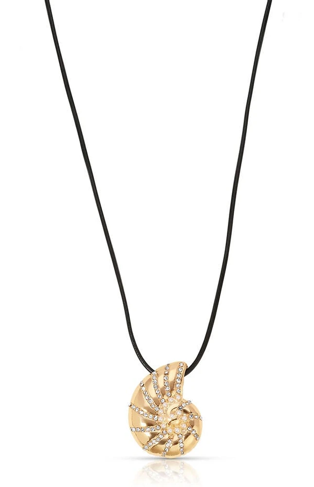 Ettika Nautilus Shell Pendant Black Cord Necklace