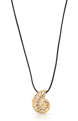 Ettika Nautilus Shell Pendant Black Cord Necklace