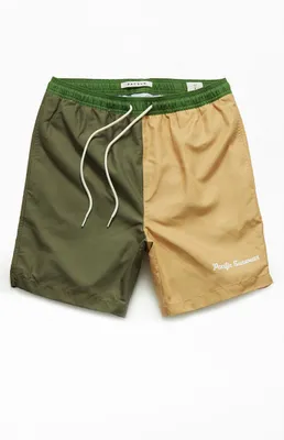 PacSun Tan Colorblock 6.5" Swim Trunks