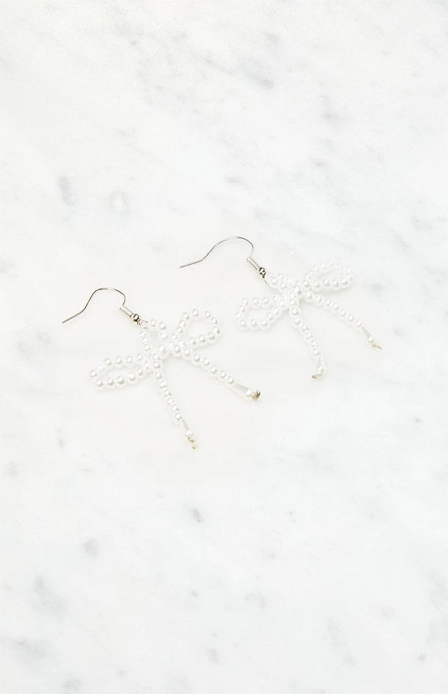 LA Hearts Pearl Bow Earrings