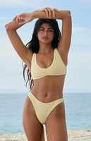 PacSun Eco Yellow Elsie Cinched Scrunch Tank Bikini Top