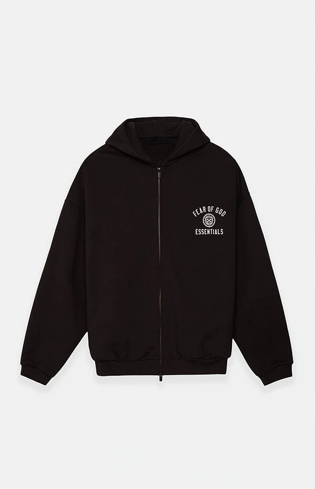 Fear of God Essentials Black Heavy Fleece University Full Zip Hoodie