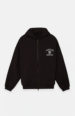 Fear of God Essentials Black Heavy Fleece University Full Zip Hoodie