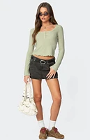 Edikted Jayde Ribbed Henley Top