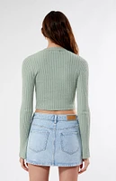 24 COLOURS Green Ribbed Pullover Sweater