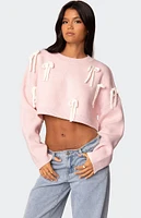 Edikted Chunky Bow Cropped Sweater