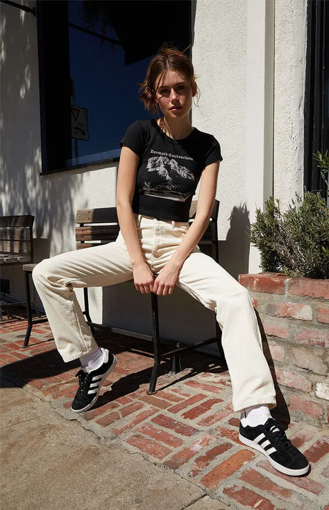 John Galt White Corduroy Straight Leg Pants