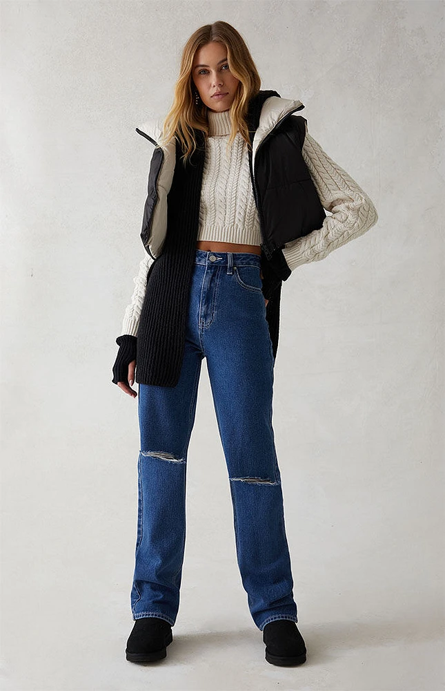 PacSun Dark Indigo Ripped '90s Boyfriend Jeans