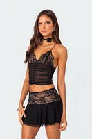 Edikted Mesh & Lace Strappy Back Top