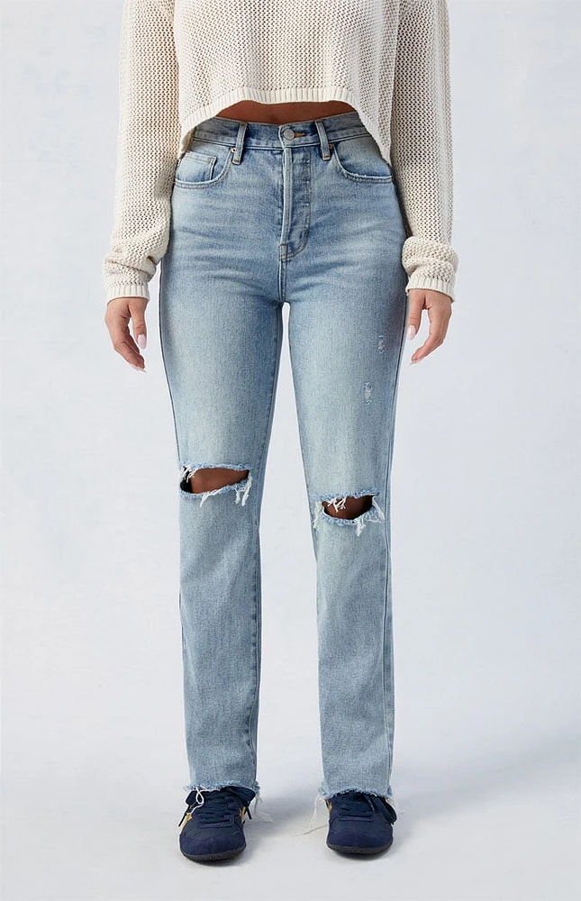 PacSun Medium Indigo Ripped Dad Jeans