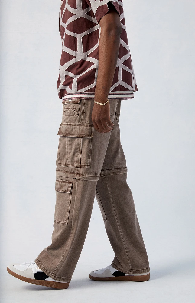 Brown Baggy Zip-Off Cargo Jeans