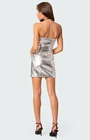 Edikted Astro Zip Up Metallic Mini Dress