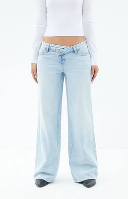 PacSun Casey Light Indigo Asymmetrical Low Rise Baggy Jeans