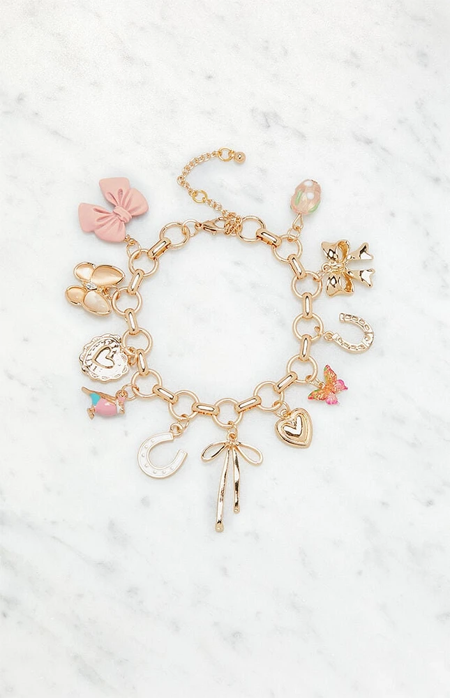 LA Hearts Pink Charm Bracelet