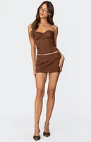 Edikted Jennifer Lace Up Pinstripe Corset