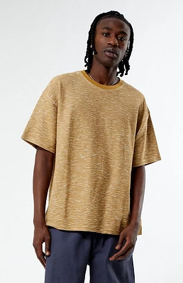 Brown & Tan Slub Stripe Oversized T-Shirt