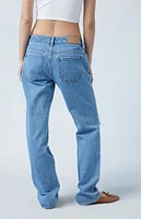 PacSun Eco Medium Indigo Ripped Low Rise Straight Leg Jeans