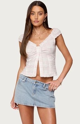 Edikted Dolsy Plaid Button Up Top