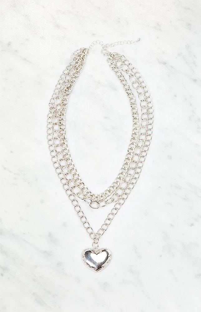 LA Hearts Chain Layer Heart Necklace