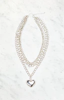 LA Hearts Chain Layer Heart Necklace