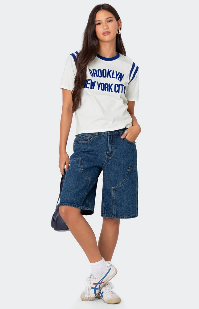 Edikted Jacqui Low Rise Denim Bermuda Shorts