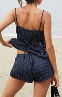 John Galt Blue & White Polka Dot Lacey Pajama Shorts
