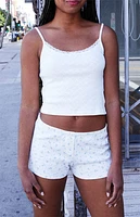 John Galt White Pointelle Skylar Lace Pajama Tank Top