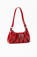 Pacsun Red Faux Leather Front Buckle Shoulder Bag