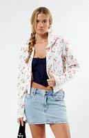 PS / LA Cherry Print Full Zip Cropped Hoodie