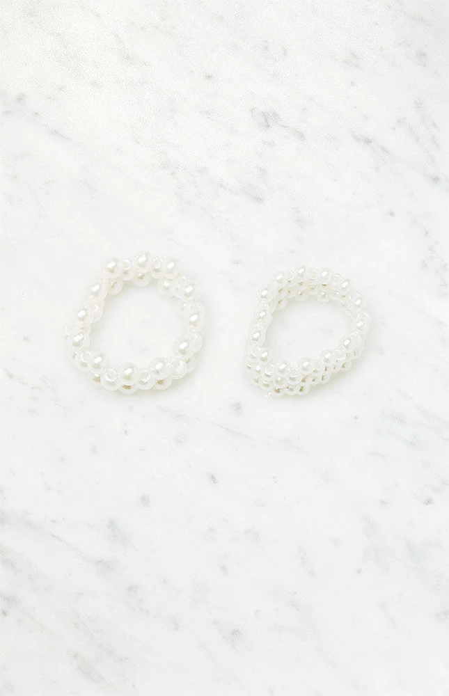 LA Hearts 2 Pack Pearl Rings