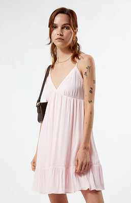 LA Hearts Trim V-Neck Babydoll Dress