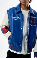 True Religion x Playboy Faux Leather Varsity Jacket