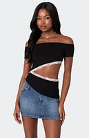 Edikted Annaise Off Shoulder Cut Out Top