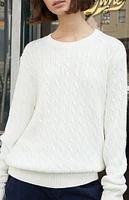 John Galt White Cable Knit Sweater