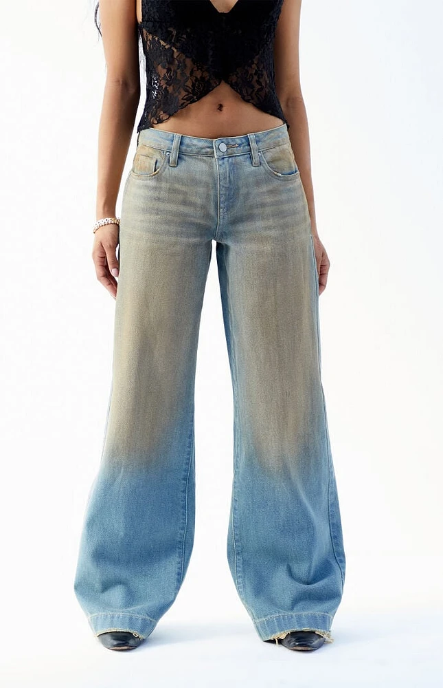 PacSun Casey Indigo Tinted Mud Wash Low Rise Baggy Jeans