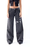 PacSun Casey Black Ripped Low Rise Baggy Jeans