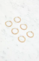 LA Hearts 3 Pack Dainty Rhinestone Hoop Earrings