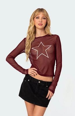 Edikted Stargaze Sheer Mesh Top