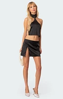 Edikted Daina Satin Open-Back Crop Top