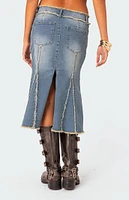 Edikted Arabella Distressed Denim Midi Skirt