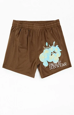 PacSun Brown Lemons Mesh Basketball Shorts