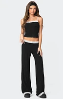 Edikted Domino Contrast Lace Trim Pants