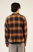 Pacsun Black & Brown Washed Cropped Flannel Shirt