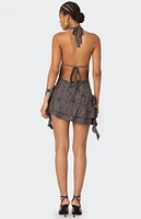 Edikted Shredded Backless Halter Mini Dress