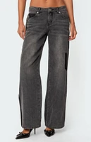 Edikted Contrast Pocket Washed Low Rise Jeans