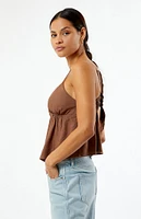 LA Hearts Linen V-Neck Babydoll Tank Top